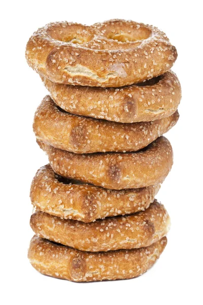 Delicious pretzels isolated on white — Stock Photo, Image