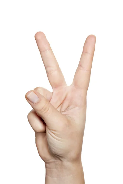 Hand forming victory sign — Stock Photo, Image