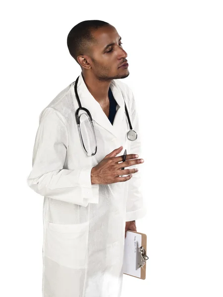 Arzt mit Stift und Klemmbrett — Stockfoto
