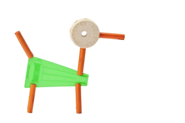 Dog made of tinker toy — Stock Photo, Image