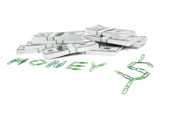 Dollars and paper clips — Stock Photo, Image