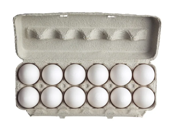 Docena de huevos en caja de cartón —  Fotos de Stock