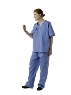 kadın doktor ona steteskop holding