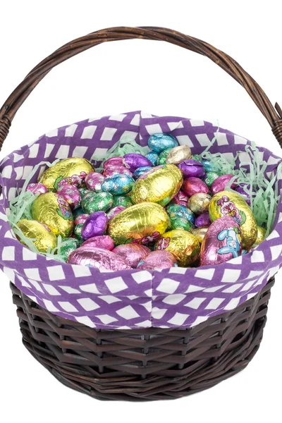 Easter eggs in basket — Stock Photo, Image