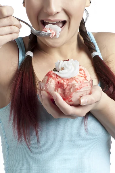 Eating ice cream dessert — Stock Photo, Image