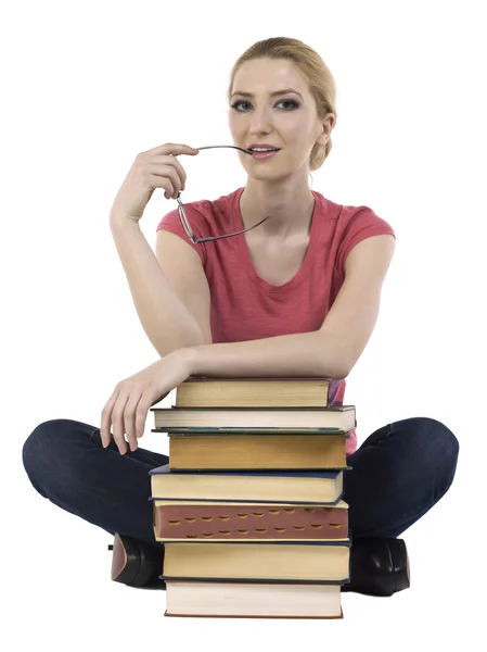 Vrouwelijke student met boeken — Stockfoto