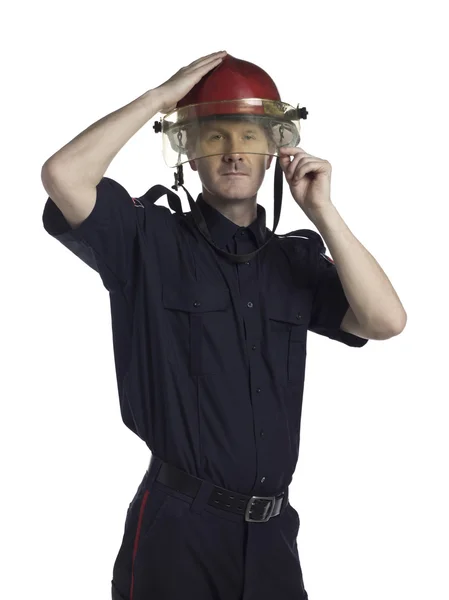 Fireman with helmet — Stock Photo, Image