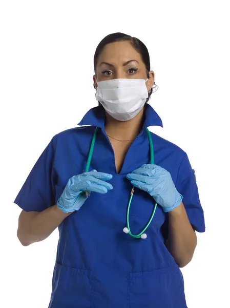 Medico donna indossando maschera medica — Foto Stock