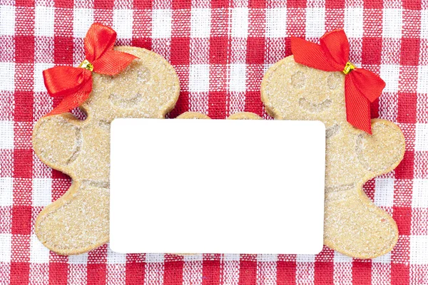 Female gingerbread holding a empty placard — Stock Photo, Image