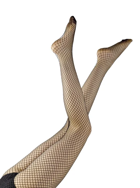Ženské nohy s černou net punčochy — Stock fotografie