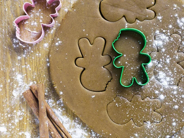 Ginger bread man on a dough — Stock Photo, Image