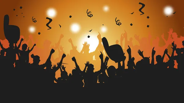 Large crowd of cheering