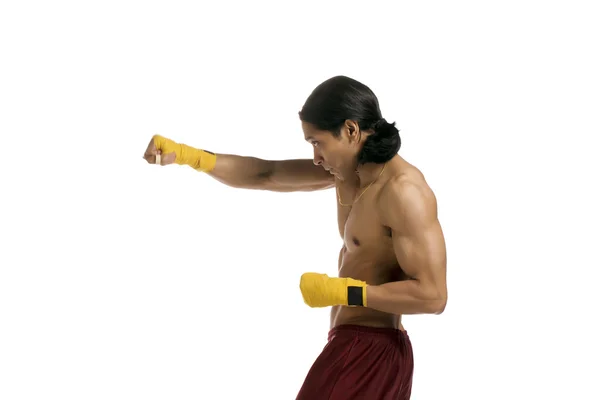 Male boxer with a jab — Stock Photo, Image