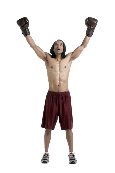 Male boxer celebrating — Stock Photo, Image