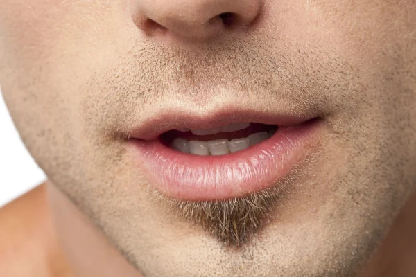 Lábios masculinos — Fotografia de Stock