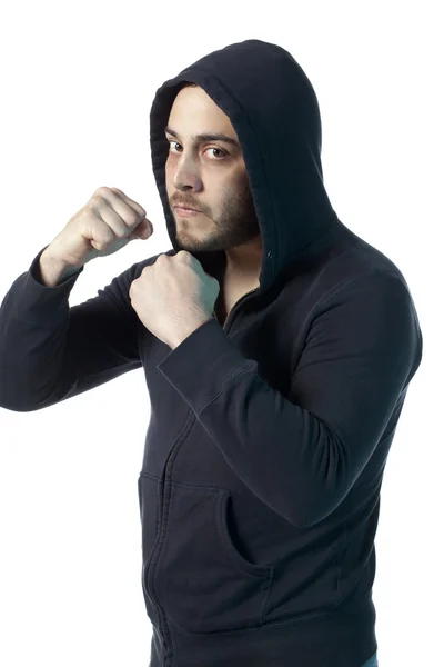 一个拳击姿态的男人 — 图库照片