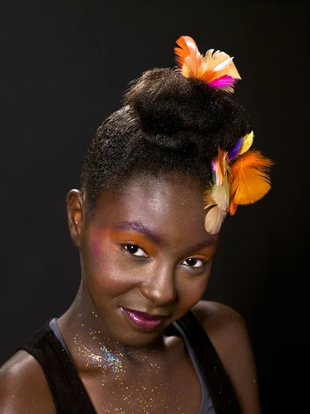 Portrait of a young fashion model smiling — Stock Photo, Image