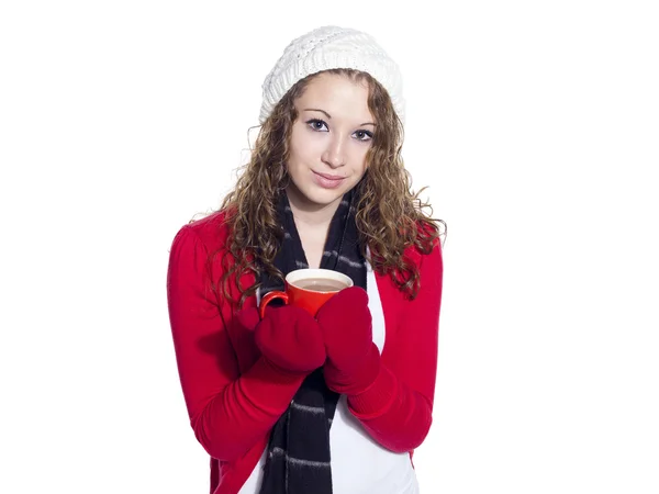 Portret van vrouw met een kopje koffie — Stockfoto