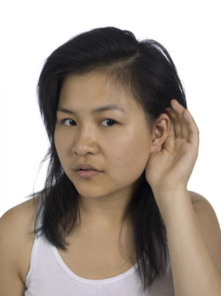 Listening asian woman — Stock Photo, Image