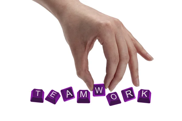 Keys spelling the word teamwork — Stok fotoğraf