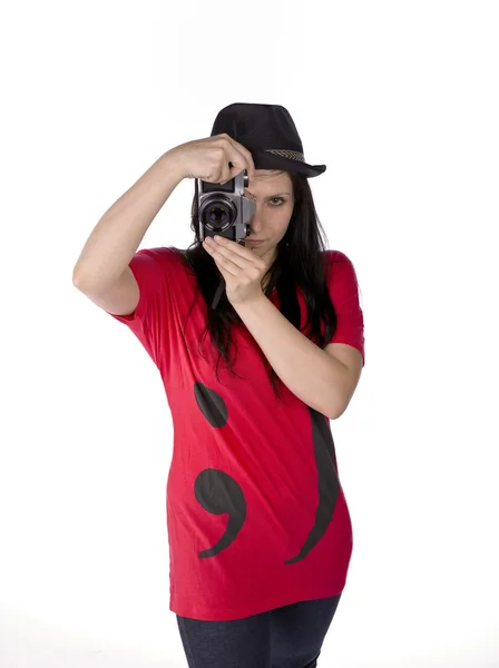 Emo girl taking pictures — Stock Photo, Image