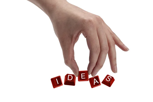 Schlüssel, die das Wort Ideen buchstabieren — Stockfoto