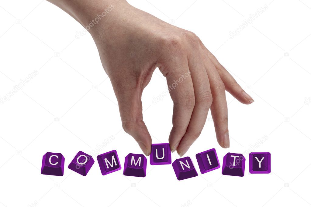 keys spelling the word community