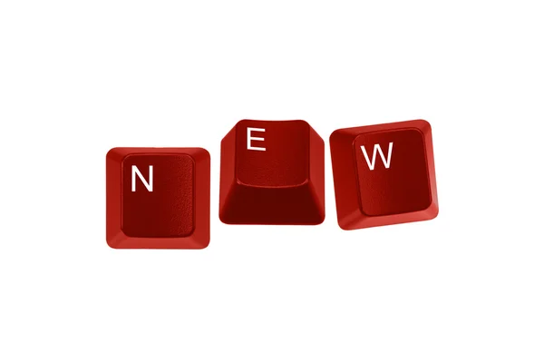 Red keyboard keys spelling NEW — Stock Photo, Image