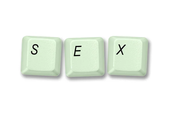 Rode toetsenbordtoetsen spelling seks — Stockfoto