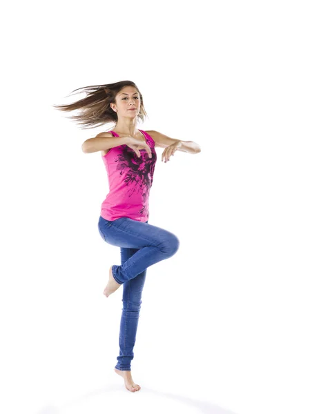 Side view of a graceful teenage girl dancing — Stock Photo, Image