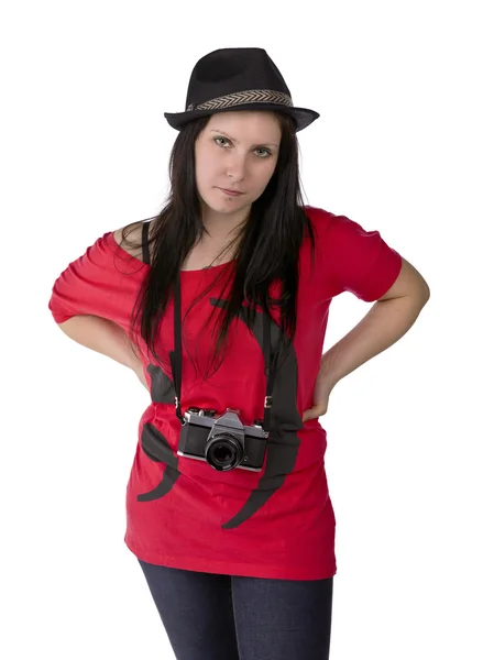 Fotograaf camera kijken — Stockfoto