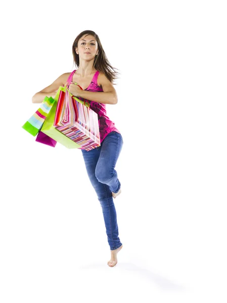 Tiener met shopping tassen — Stockfoto