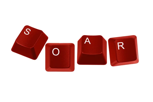 Teclas de teclado vermelho soletrar SOAR — Fotografia de Stock