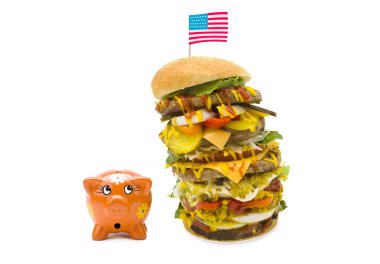 büyük hamburger kumbara düşen