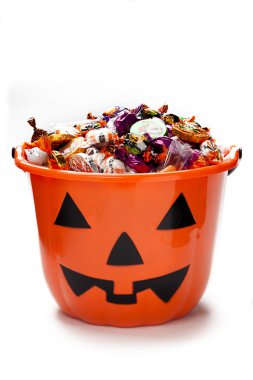 halloween bucket with candies clipart