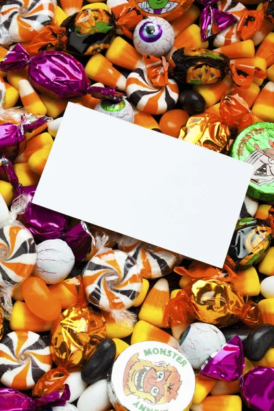 Candies with placard above it — Stock Photo, Image