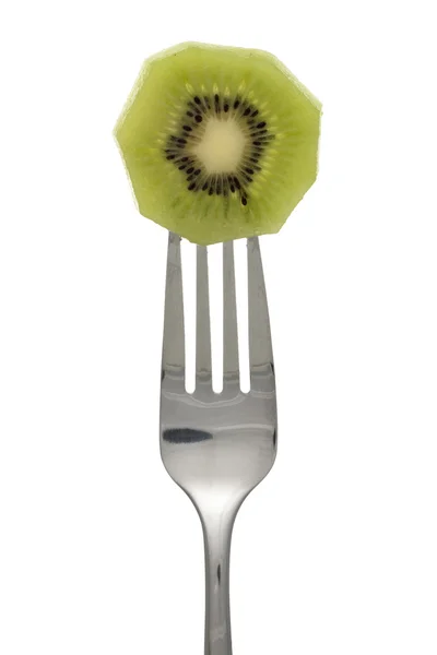 Image rapprochée de fourchette avec kiwi — Photo