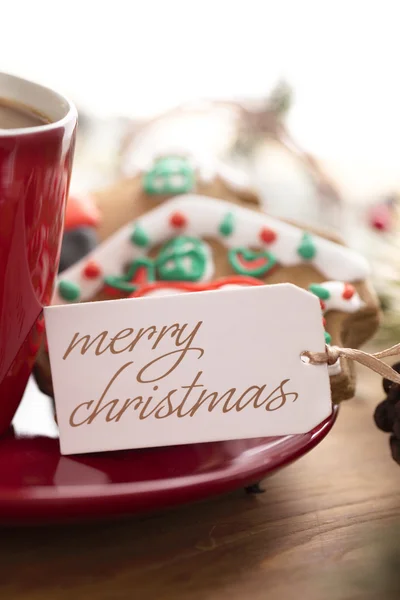 Cup of coffee and cookies on holiday — Stock Photo, Image