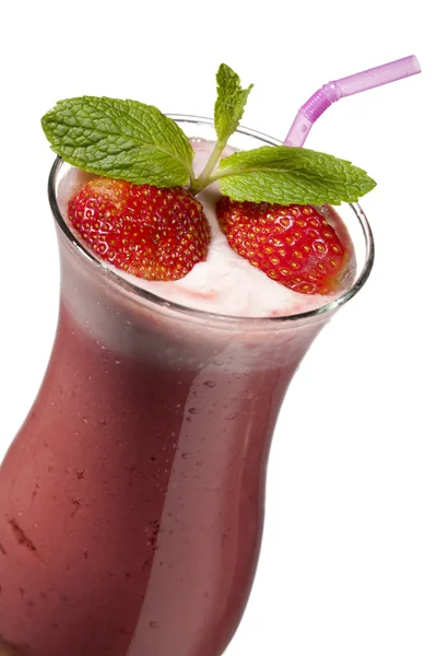 Glass of strawberry shake — Stock Photo, Image