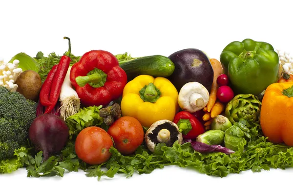Alineación de verduras frescas — Foto de Stock