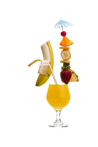 Pomerančové pití a ovoce — Stock fotografie