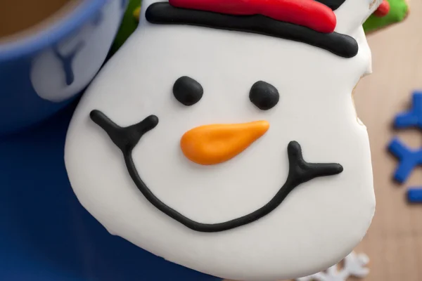 Sneeuwpop gezicht cookie — Stockfoto