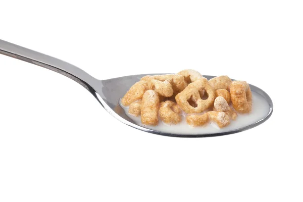 Spoon of cereal and milk — Stock Photo, Image