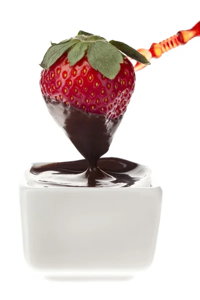 Strawberry fruit and chocolate syrup — Stock Photo, Image