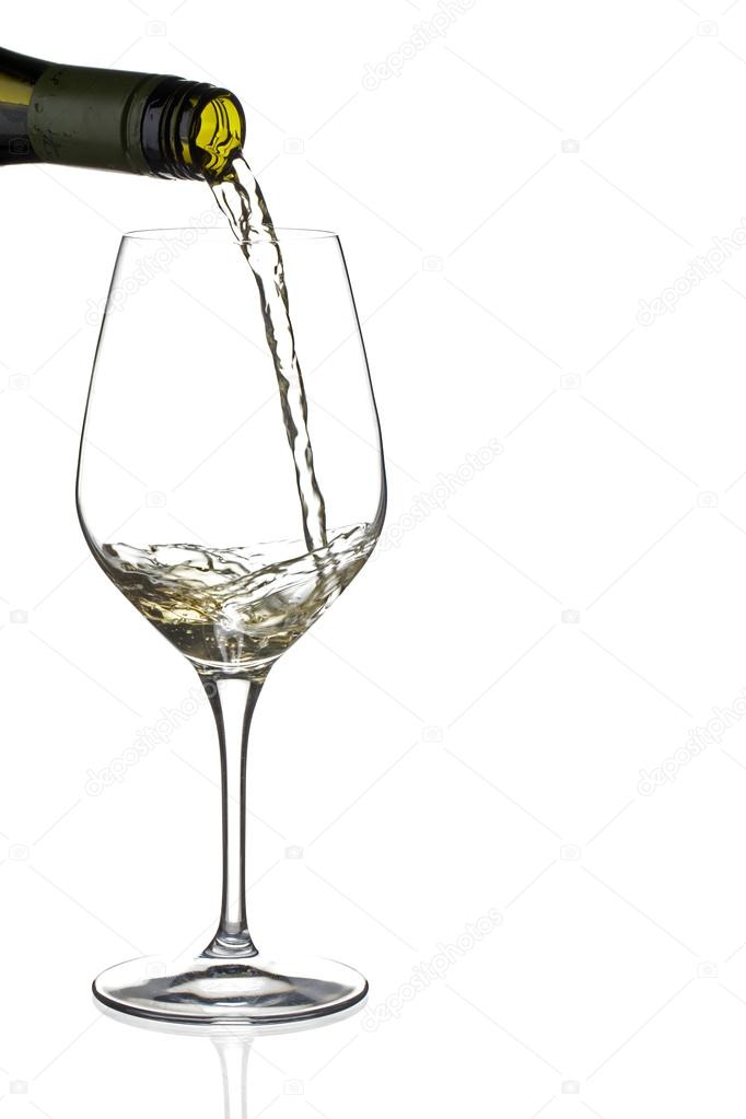 Wine bottle pouring wine in wineglass