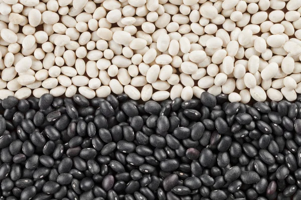 Close-up van zwarte en witte bonen — Stockfoto