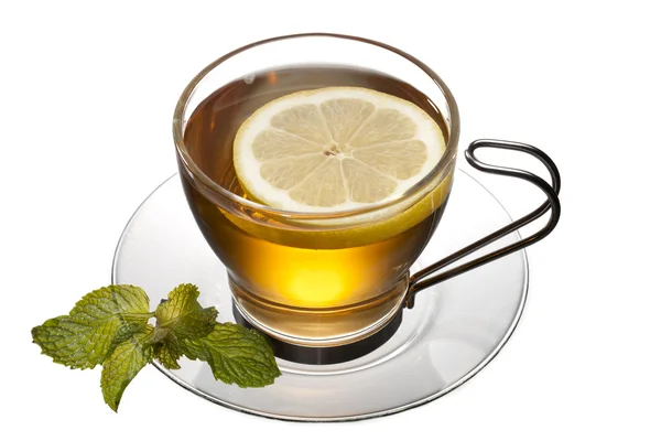 Cup of tea with lemon on top — Stock Photo, Image