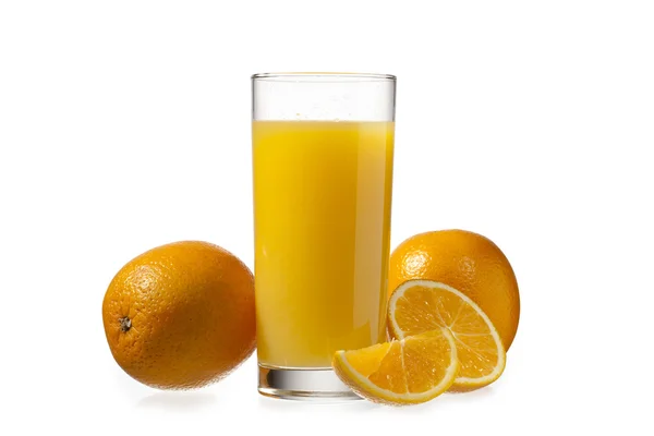 Vaso de zumo de naranja con frutas — Foto de Stock