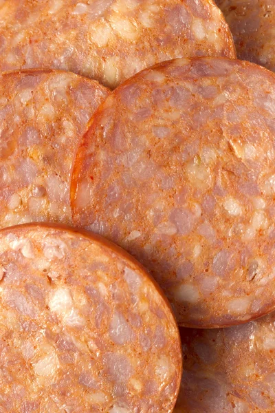 Macro shot of slice sausage — Stock Photo, Image