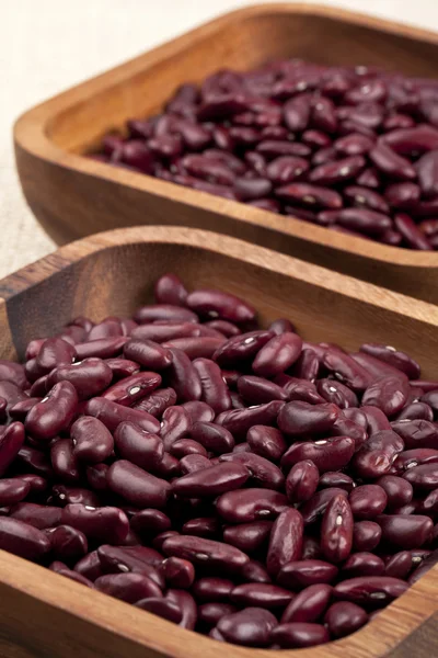 Red beans in wooden bowl — Stock Photo, Image